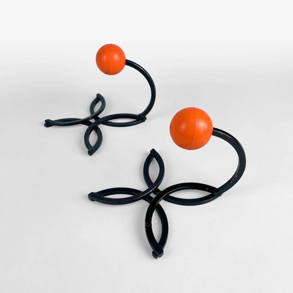 Duo de patères boule et fleur années 70