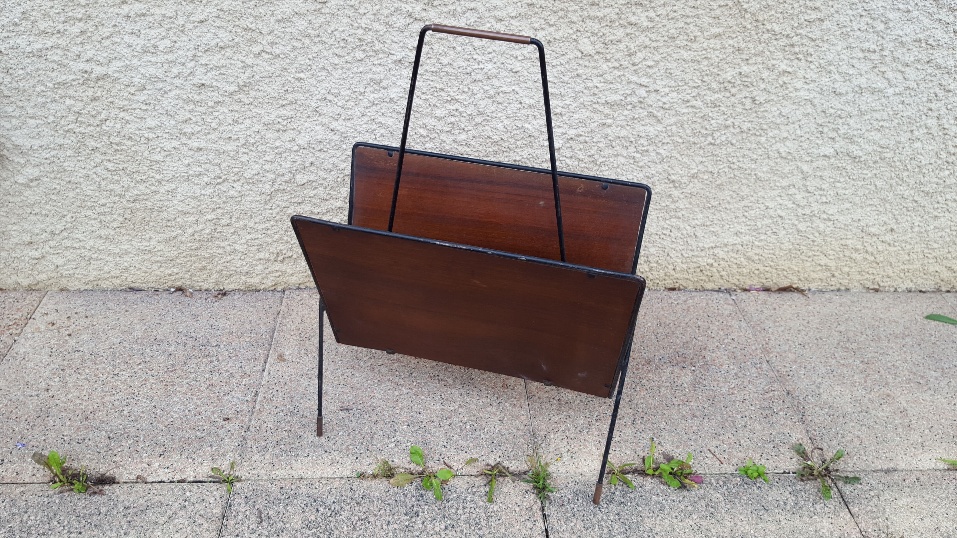 1960s wood/metal magazine holder