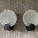Pair of vintage wall lamps in molded glass, 80s