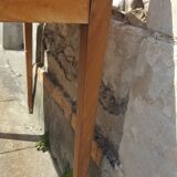 Raw wood farm table with drawer