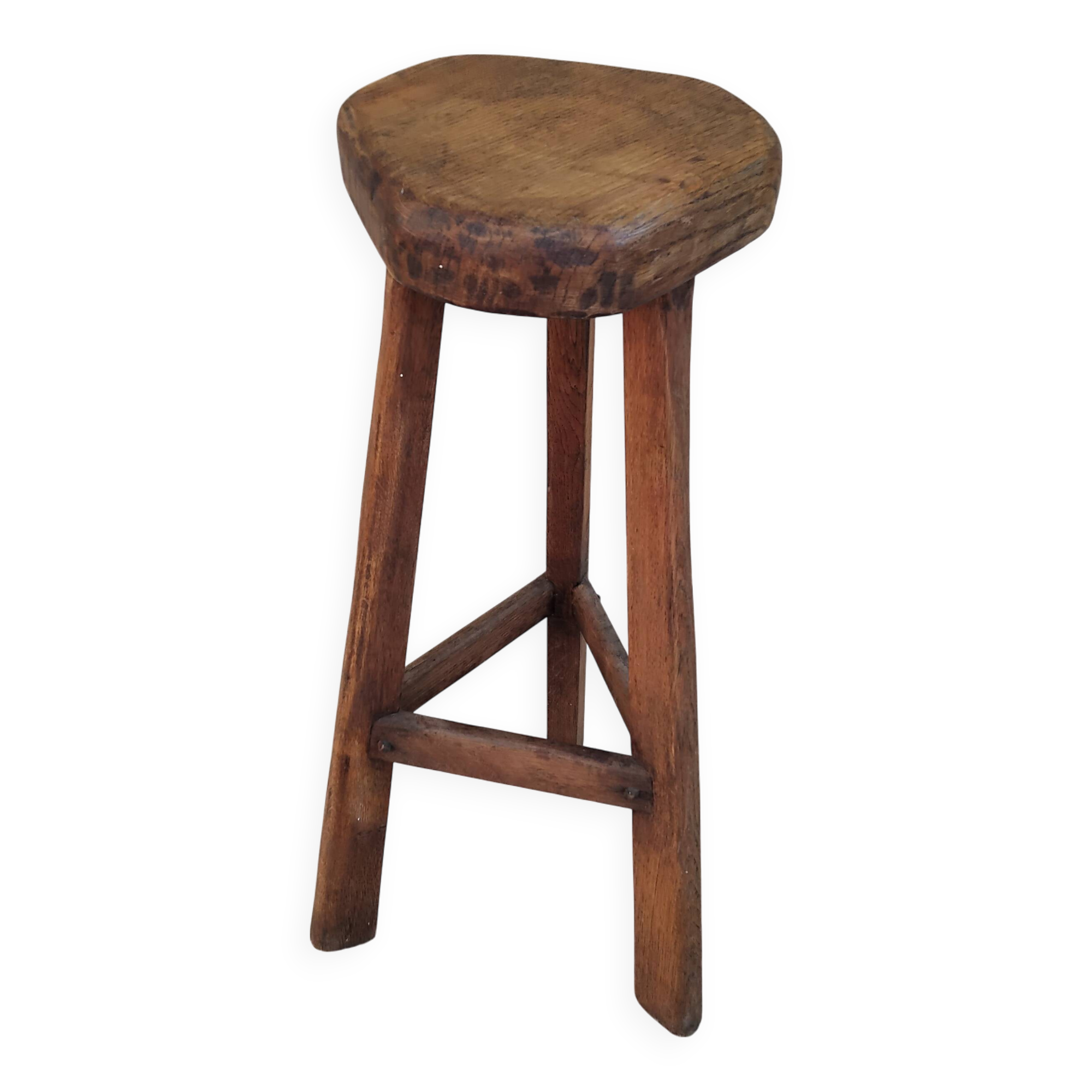 Tabouret bar brutaliste tripode vintage