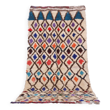 Tapis Azilal marocain coloré 155 x 290 cm - Tapis en laine berbère - Tapis fait main