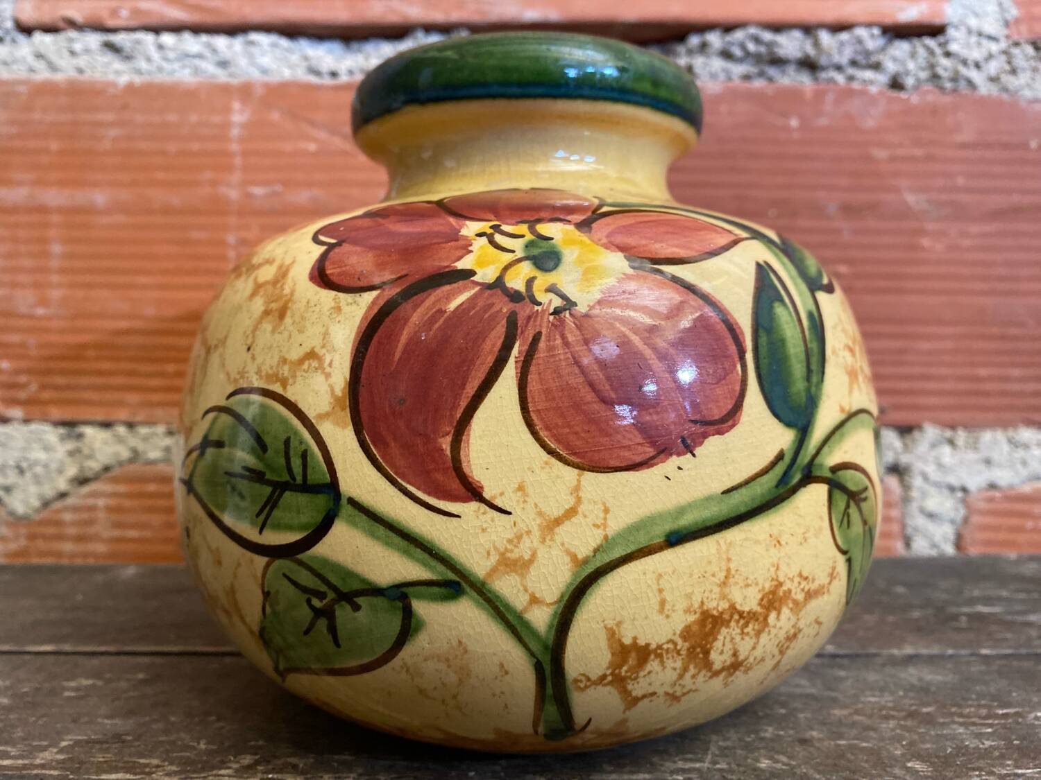 Vintage Polychrome Ceramic Ball Vase Flowers West Germany