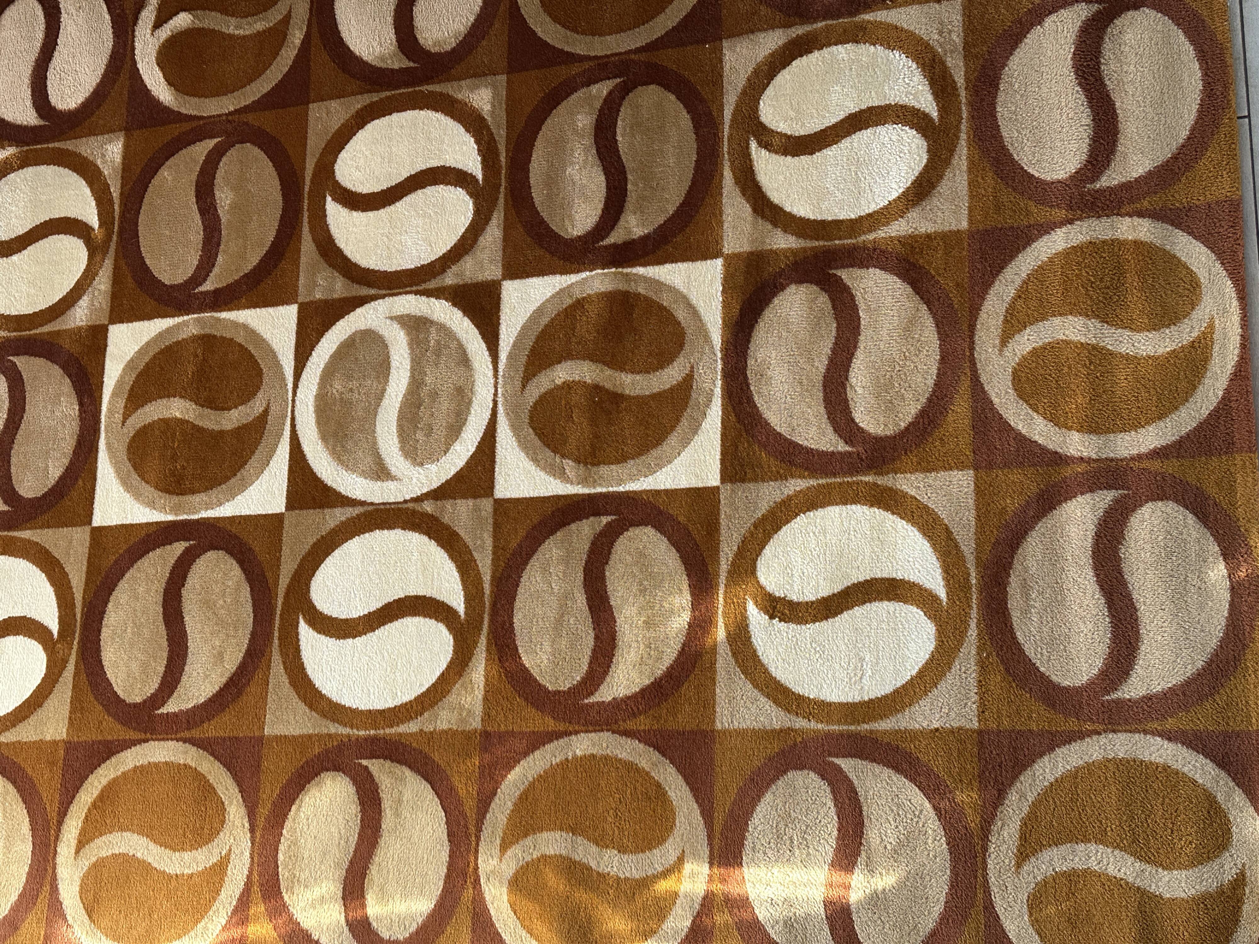 Grand tapis géométrique années 70 scandinave Space Age
