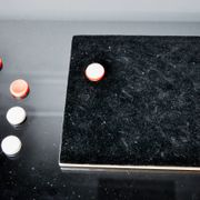 Tic-tac-toe game, enameled ceramic, Italy, 1980