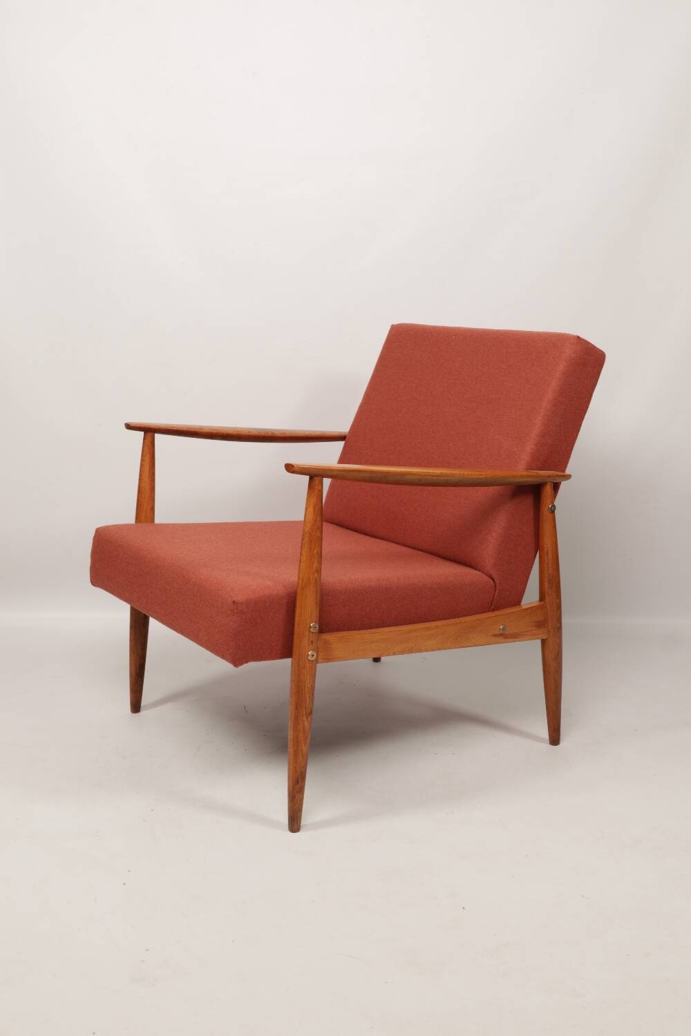 Scandinavian armchair in terracotta wool, 1970