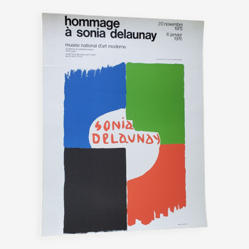 Affiche d'exposition vintage hommage a sonia delaunay 1975