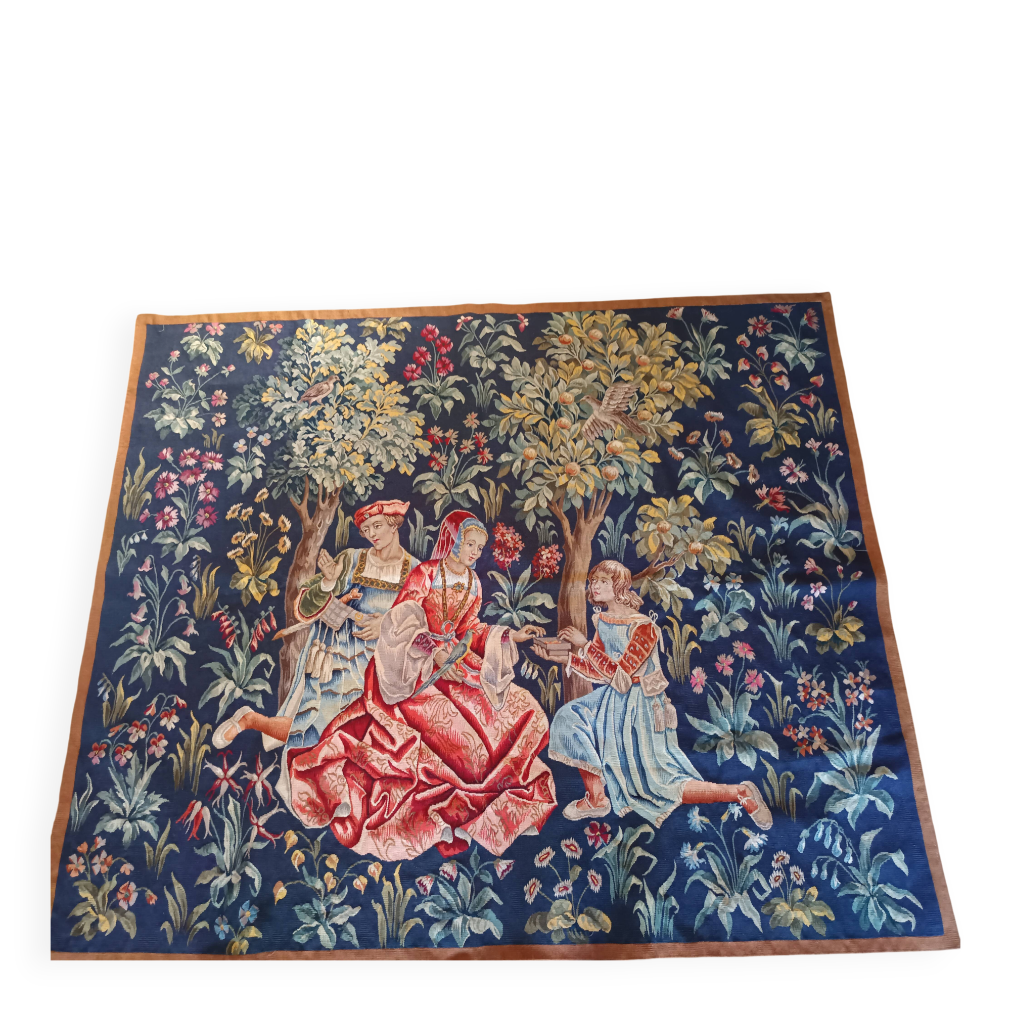 Grande tapisserie Jules Pansu –  La Dame au coffret  – Point d’Halluin