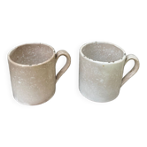 Duo of old beige Veillard Bordeaux coffee cups