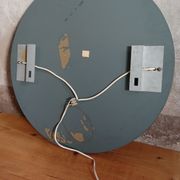 Round mirror 70s smoked glass, 2 appliques