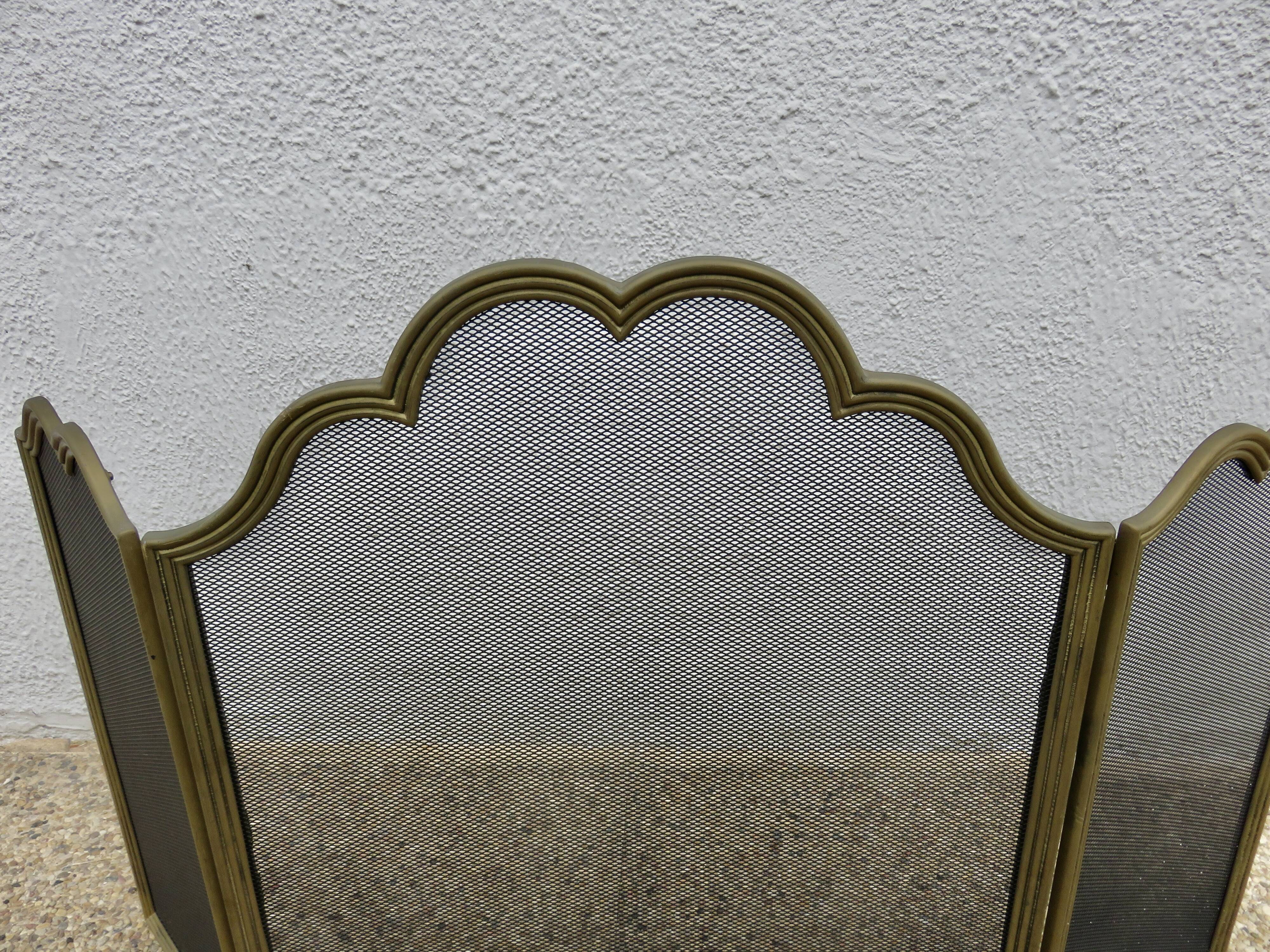 Fire screen, spark guard for fireplace "made in Italy" 3 panels in brass 70