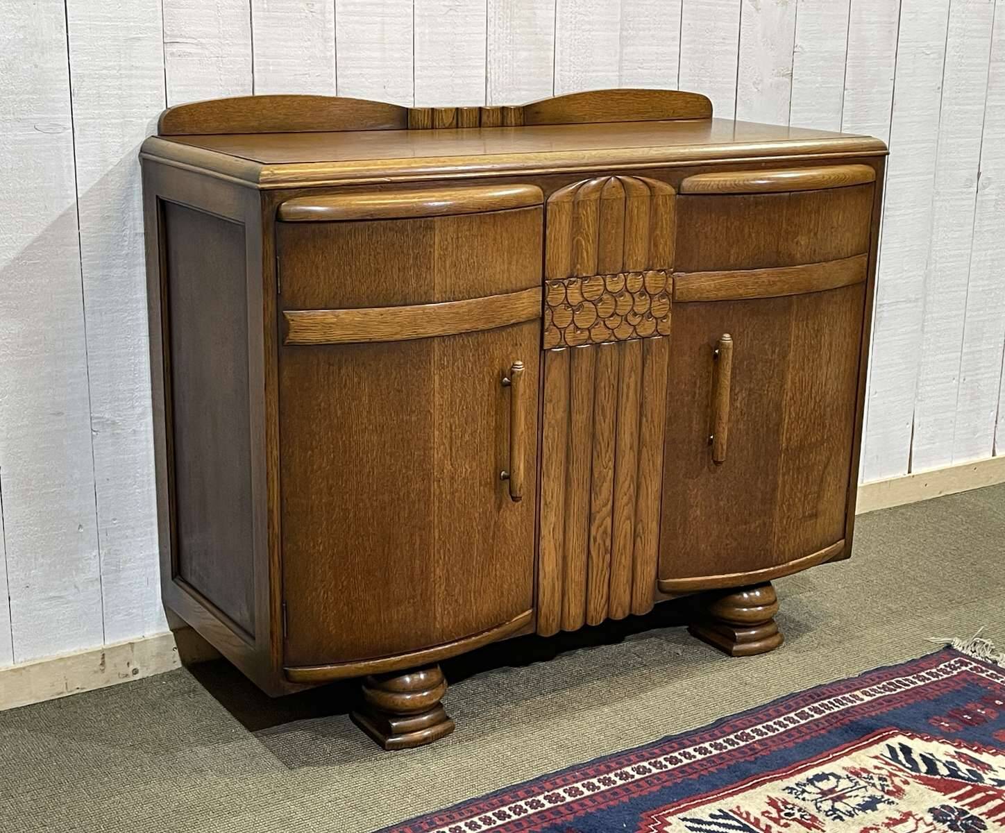 1950s English Art Deco oak sideboard