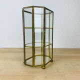 Miniature display case brass and glass, shelf
