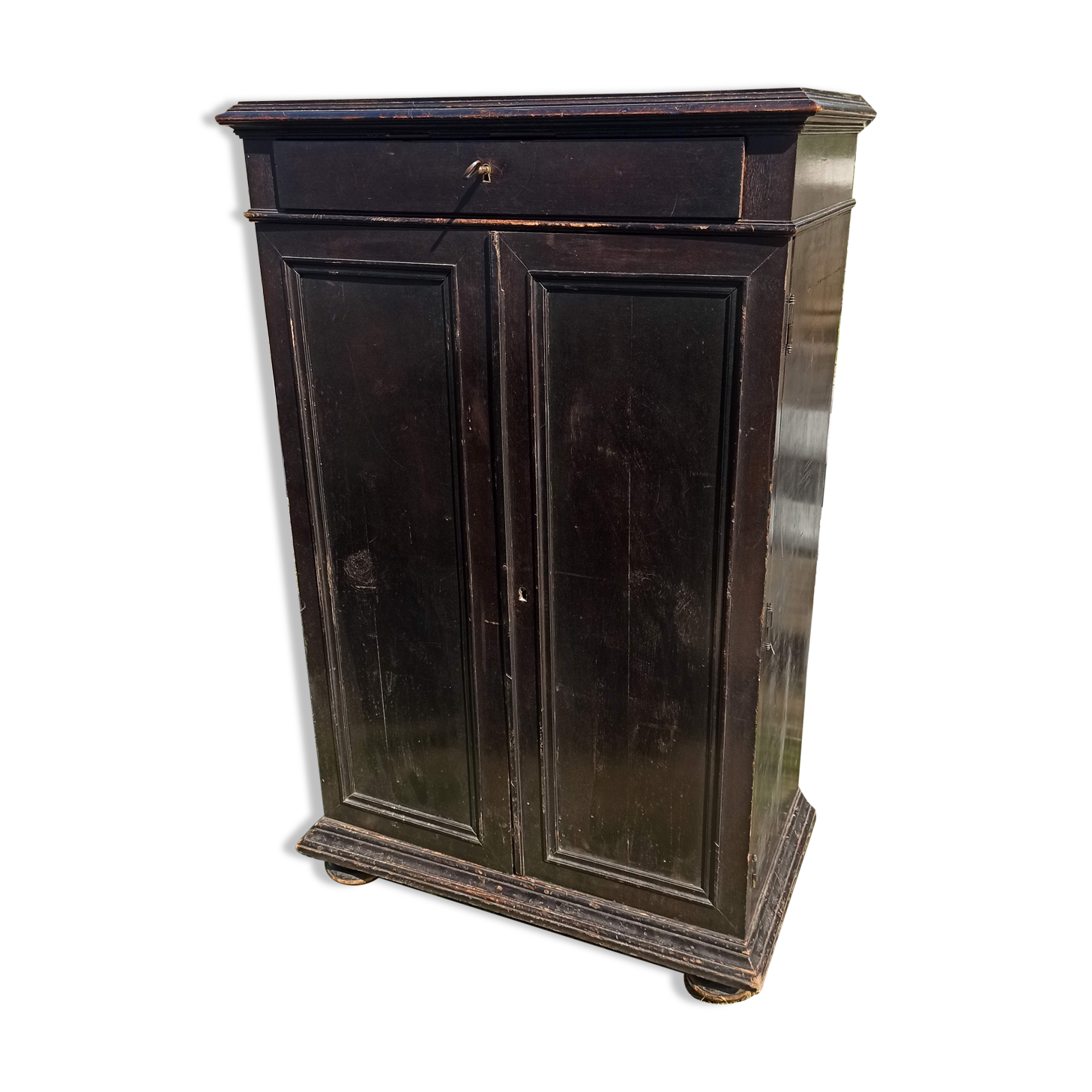Sideboard 2 doors 1 drawers in blackened wooden support height