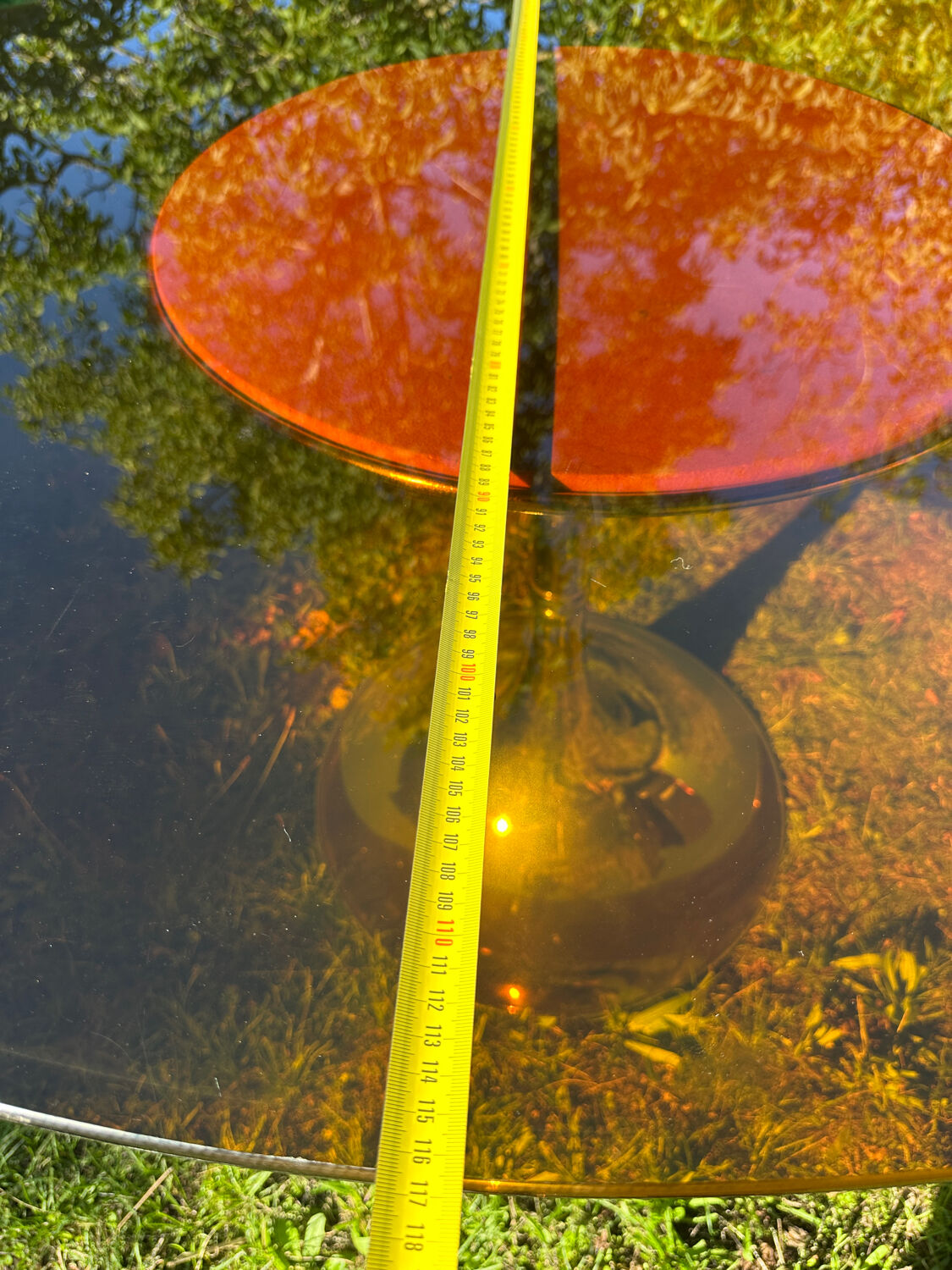 ORANGE smoked glass tulip foot table Gastone Rinaldi