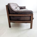 Ensemble brutaliste de canapé et chaise longue en cuir par Hain & Thome 1970