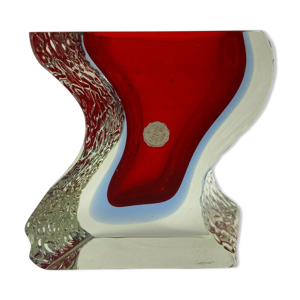 vase rouge murano 1960 - geometrique