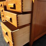 Oak desk 8 drawers double boxes 1950