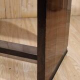 Art deco bench in beige velvet and veneer wood