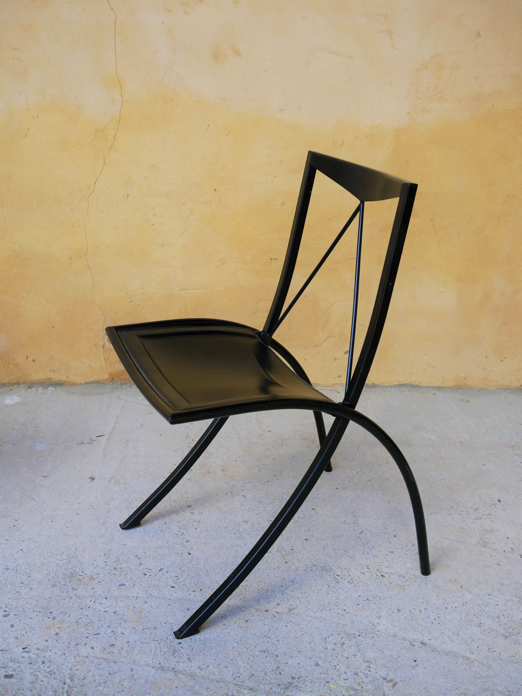 Chair by Cattelan Italia folding vintage leather and metal