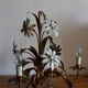 3-light flower bouquet chandelier in gilded bronze painted metal