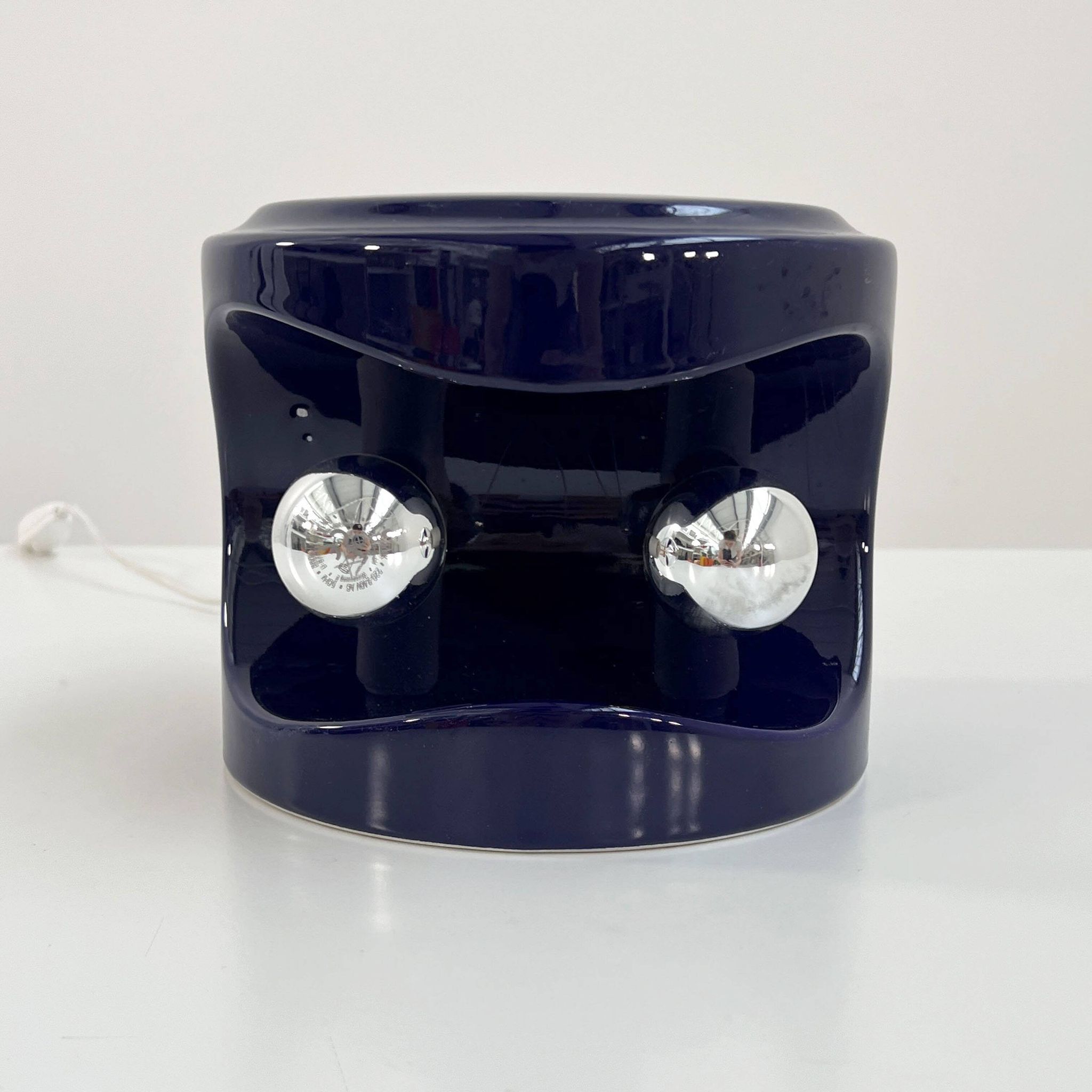 Blue night / mauve ceramic table lamp by Perdomello 70, 1970