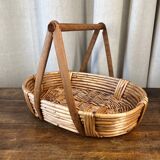 Wicker, bamboo and wood basket