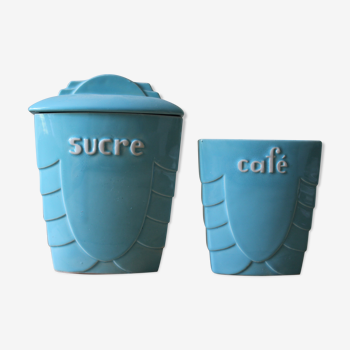 Pots pour café et sucre en faïence