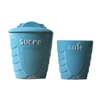 Pots pour café et sucre en faïence