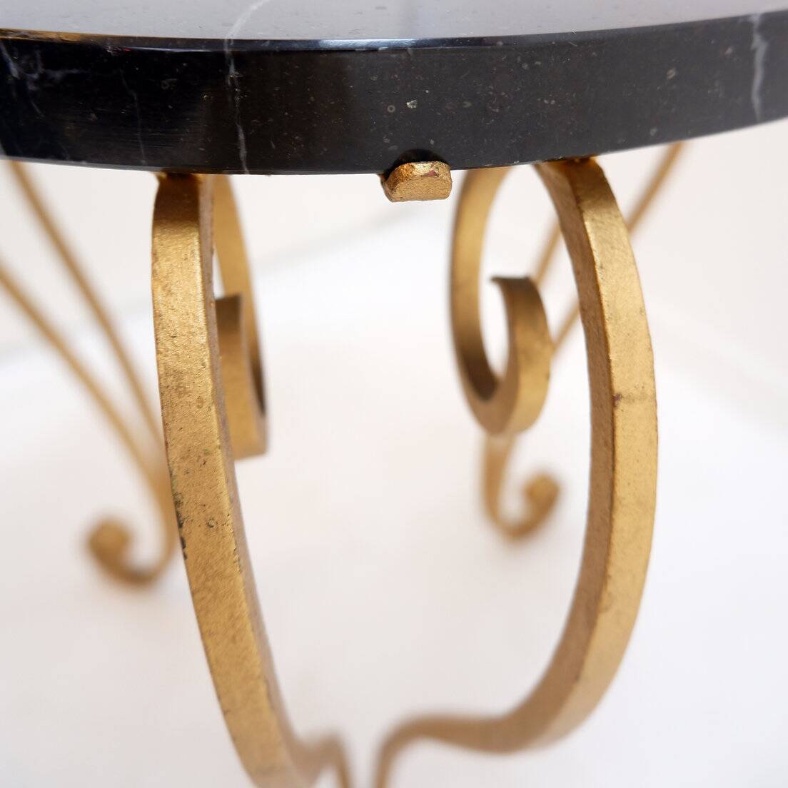 Art Deco Side Table in Marble and Gild Iron