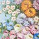 Antique oil painting, bouquet of peonies, ornate gilded frame