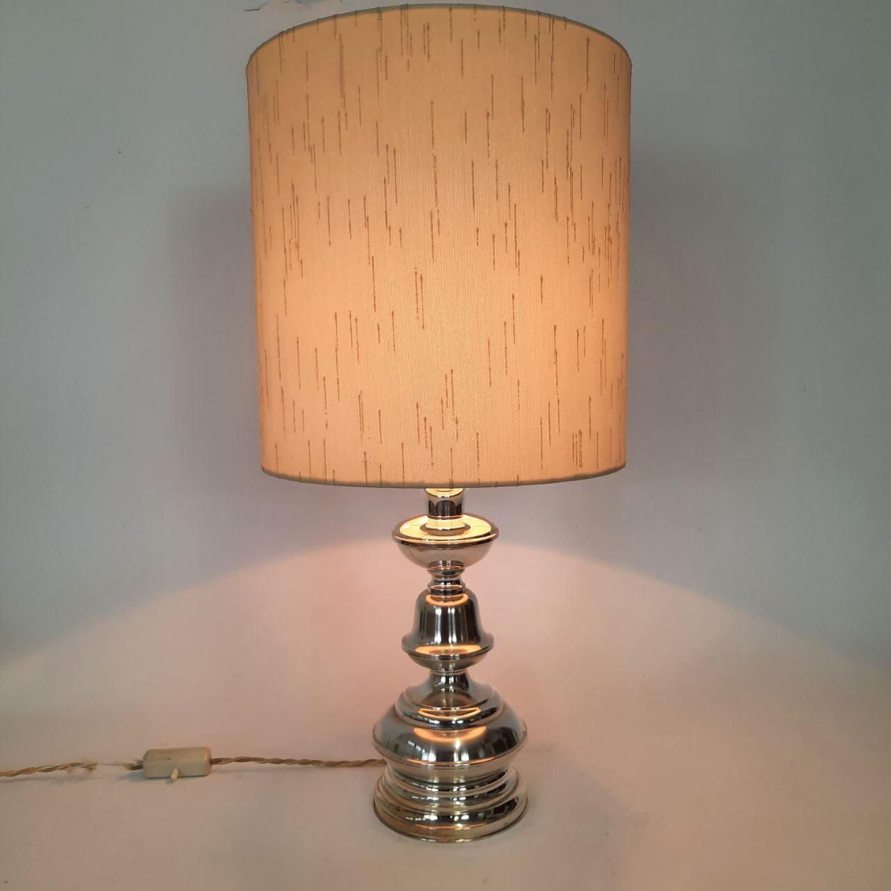 Three vintage bedside lamps in silver
