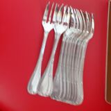 12 Christofle cake spoons. Ribbon template.