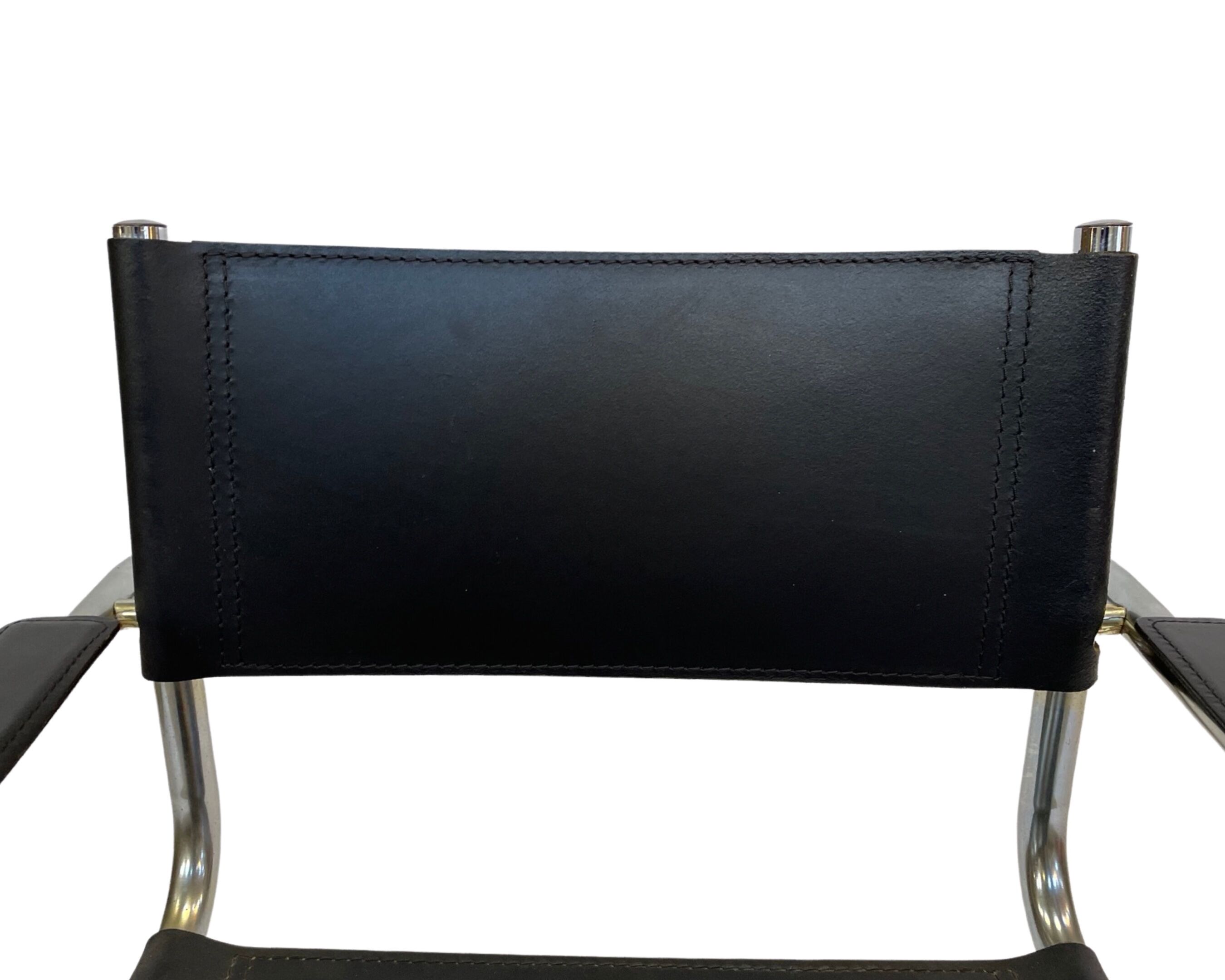 Set of 4 bauhaus cantilever chairs black leather and chrome design