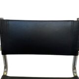 Set of 4 bauhaus cantilever chairs black leather and chrome design