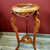 Antique stool in beech and marble