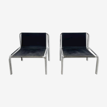 Pair of tubular lounge chairs