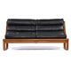 1970s Fred Lowen for Tessa Black Leather & Teak T4 Sling Sofa