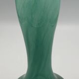 Vintage speckled green marbled glass vase, art nouveau