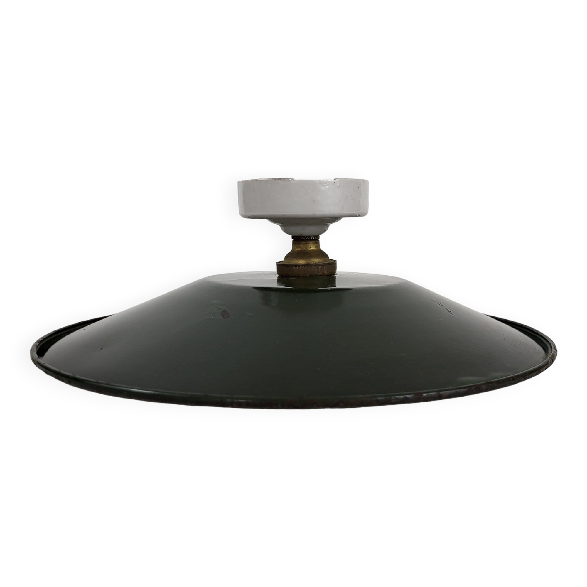 Suspension / Ceiling lamp in green enamelled sheet metal