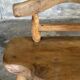Small brutalist bench with backrest and armrests in Asian blonde teak H67 L6