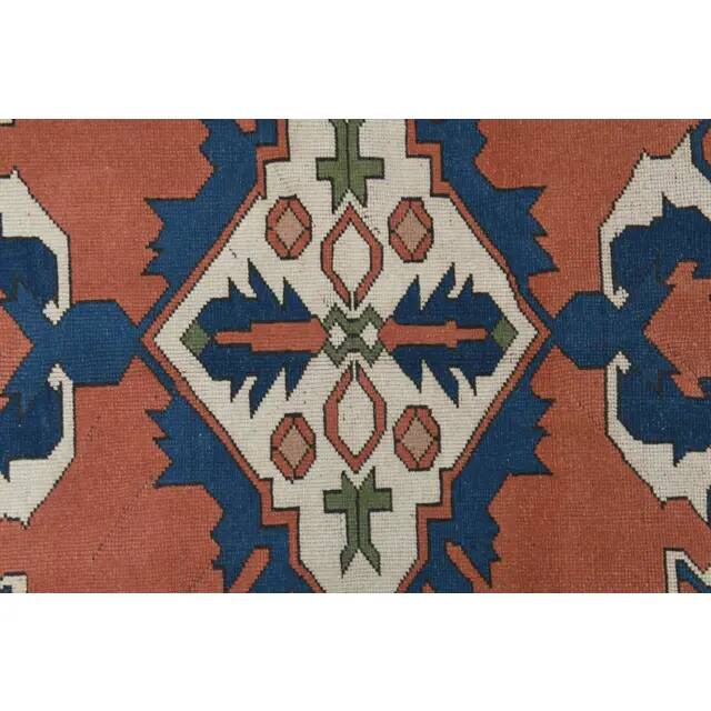 1970s Vintage Turkish Handmade Wool & Cotton Orange Area Rug 178x236