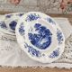 Lot de 5 assiettes creuses Sarreguemines modèle Romantic bleu