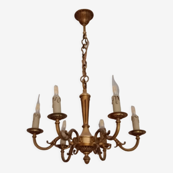 Lustre en bronze de style louis xvi, 6 lampes