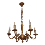 Lustre en bronze de style louis xvi, 6 lampes