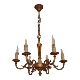 Lustre en bronze de style louis xvi, 6 lampes