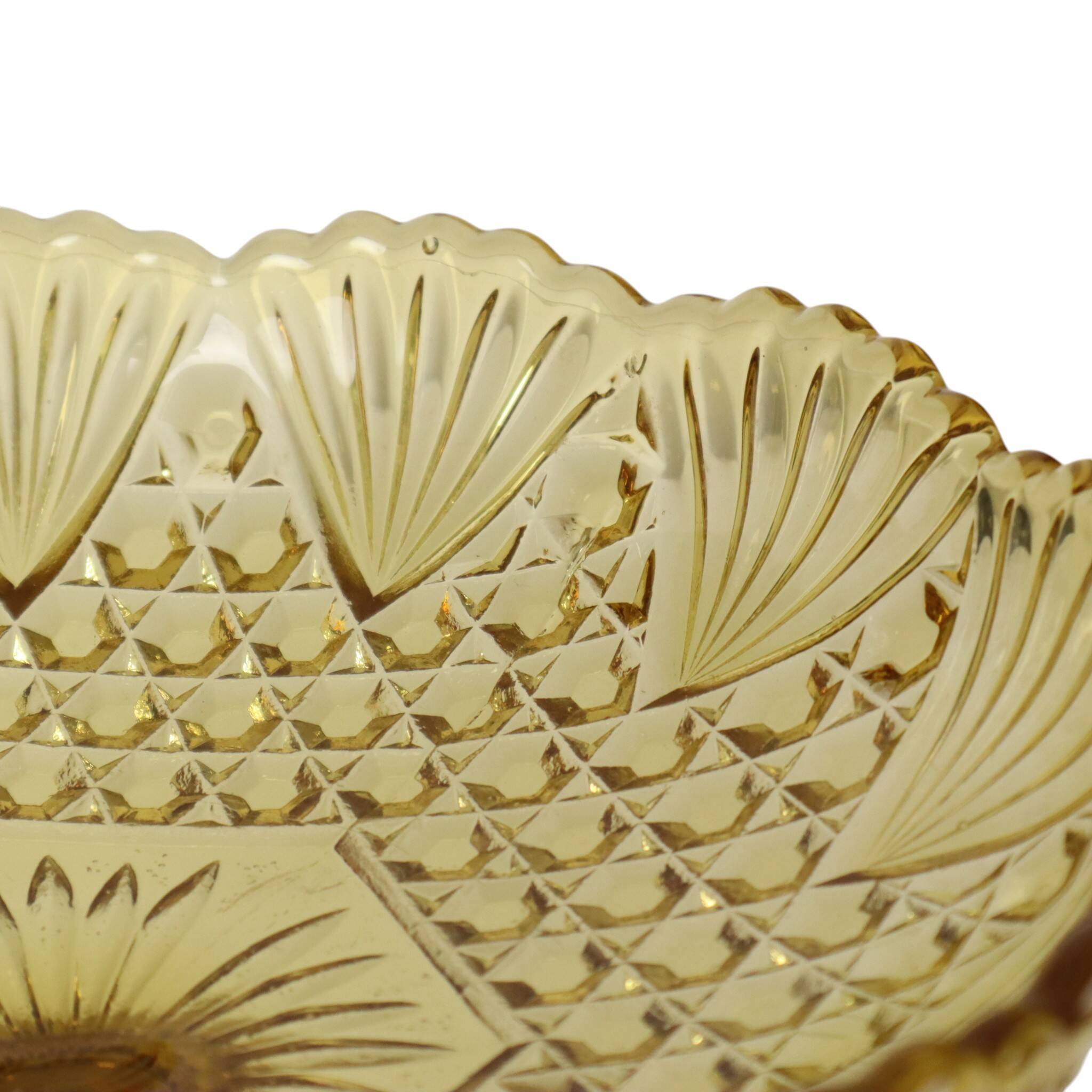 Art Deco Amber Depression Glass Tall Fruit Bowl 17cm