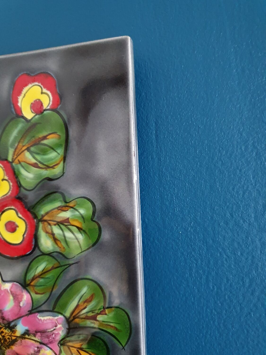 Wall plate tile / ceramic deco fleur vallauris hand painted france