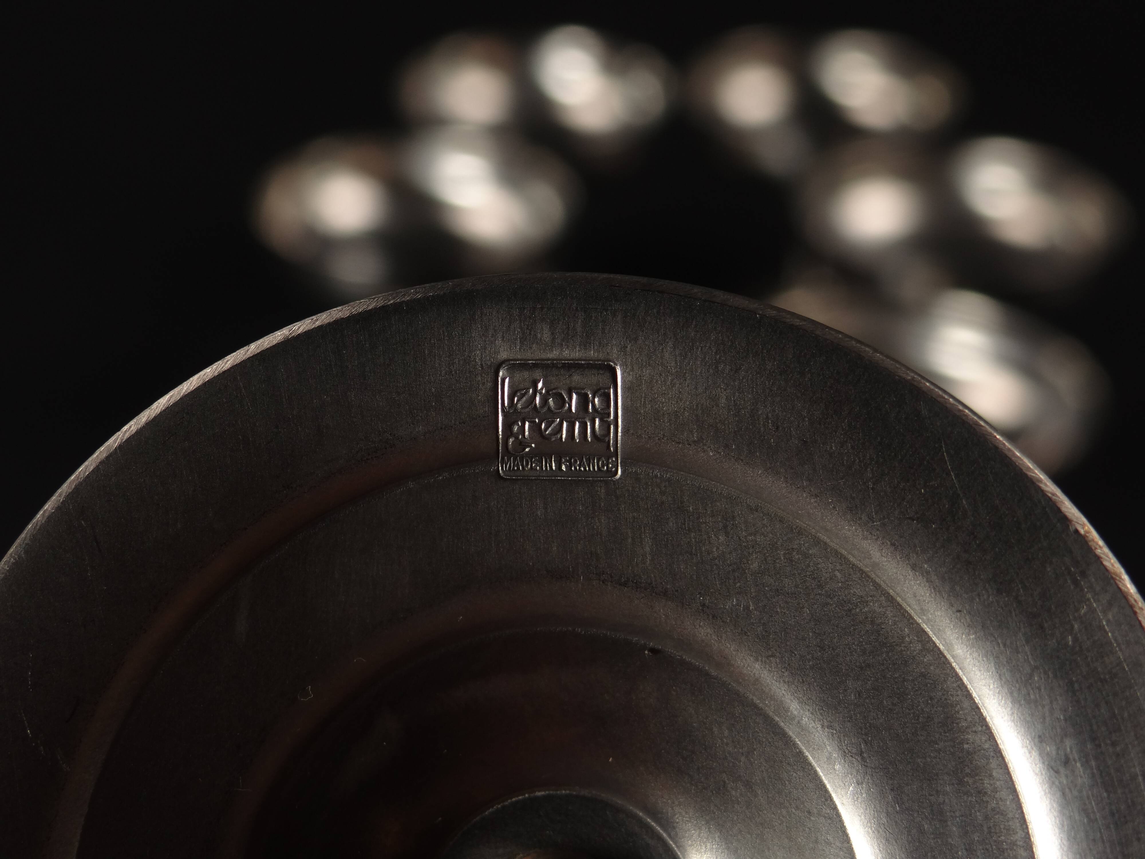 6 stainless steel ice cream cups on foot Létang Rémy stainless steel Made in France