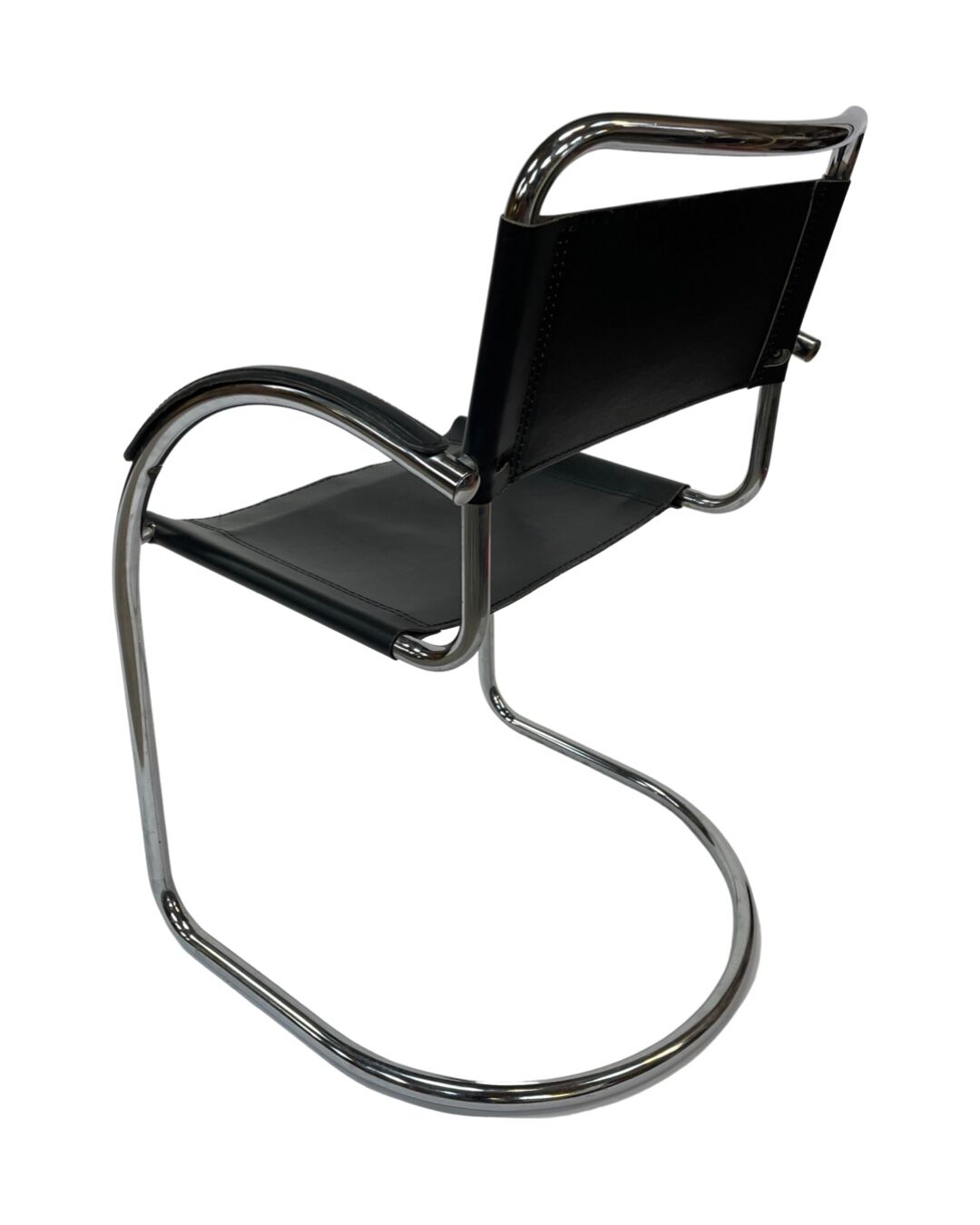 Set of 4 bauhaus cantilever chairs black leather and chrome design